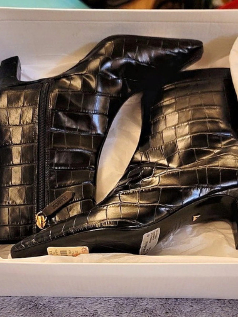 Schutz Delia Cubana Crocodile-Embossed Ankle Boots US 6B